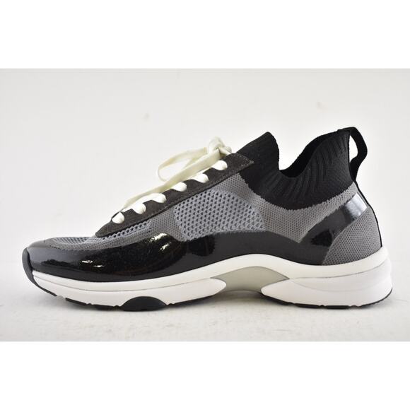 Chanel 22C Men Black White Grey Knit Clear CC Logo Low Top Trainer Sneaker 44 11 - Picture 10 of 13